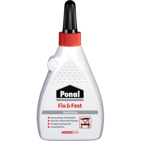 Ponal Holzleim Fix & Fest 100 g Flasche, trocknet transparent Holzleim (1/3)