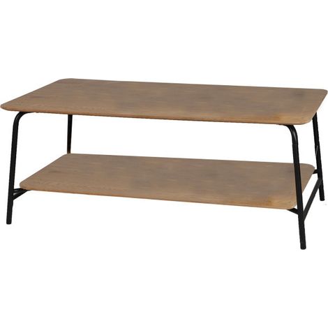 Table basse en bois et métal "Marcel" - Marron/noir - L 110 x P 60 x H 44 cm - Livraison gratuite (1/4)