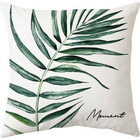 Housse De Coussin Extérieur - 45 x 45 cm - Motif Feuille Verte - Polyester Imperméable - Pour Jardin Terrasse Canapé Chaise - 1 Pièce (1/5)