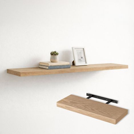 Mensole da Parete in Legno con Staffe a Scomparsa ROVERE 90CM