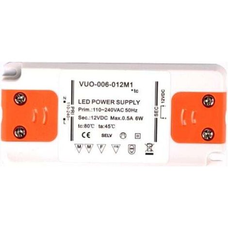 Transformateur d'alimentation UlisemLED - 6 W, 12 V CC, 0,25 A - Tension constante pour bandes LED et ampoules LED G4, MR11 et MR16