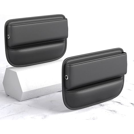 (2 pièces standard) Porte-gobelet universel en cuir pour siège auto, compartiment latéral pour siège conducteur avant, organisateur de rangement pour l'espace entre les sièges. (1/5)