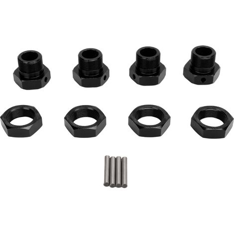 robuste 24-mm-Sechskantnabenadapter aus Aluminiumlegierung für ARRMA 1/5, mit Abdeckungen und Stiften, Schwarz – 4 Stück (1/5)