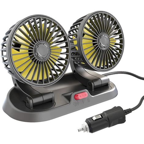ventilateur voiture double tête 12V allume-cigare rotation 360° 2 vitesses refroidissement voiture camion SUV RV bateau Riloer