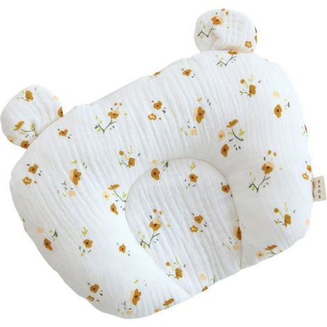 Coussin Bebe Tete Plate Coussin Anti Tete Plate Bebe Coussin bébé Nouveau-Né Respirant Appui-tête Prévient et corrige (White) (1/4)