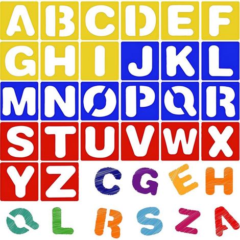 26-teiliges Buchstaben-Schablonenset, wiederverwendbare Kunstalphabet-Schablonen für Holzplatten, Malerei, DIY und Bastelarbeiten