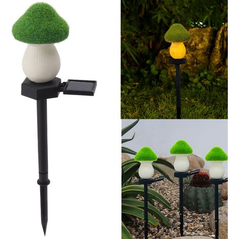 Solarbetriebene Gartenleuchten, Außenbeleuchtung, beflockte pilzförmige Rasenleuchten, stimmungsvolle Bodenbeleuchtung (1/5)