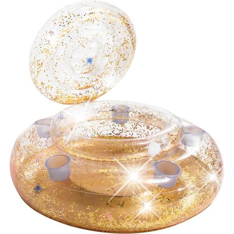 Nevera hinchable oro con purpurina y 5 posavasos INTEX (1/5)