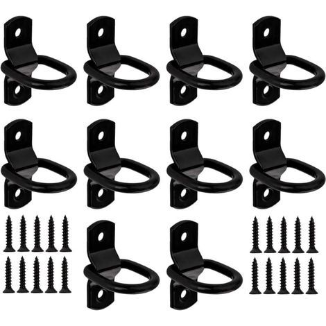 Crochets d'arrimage pour remorque, lot de 10 anneaux en D, anneaux d'arrimage robustes, anneaux de fixation pour sécuriser les charges, remorques, camions, voitures, kayaks et bateaux (1/4)