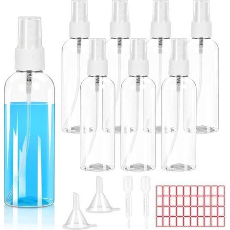 LANMOK 13Pcs Kit De Flacon, Flacons et Vaporisateurs Vides 100ml Atomiseur Plastique Entonnoirs Compte-Gouttes Etiquette Portable (1/4)