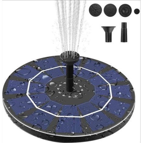 Fontaine de jardin solaire pour 3 W avec batterie de secours de 1000 mAh, pompe de fontaine d'eau à énergie solaire pour bain d'oiseaux, bassin de jardin, piscine extérieure - Taille 18 cm (1/5)