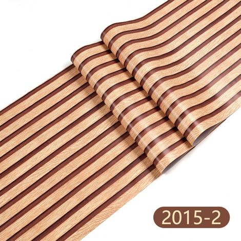 Papier peint à rayures imitation bois 3D, autocollant, en PVC, pour murs de fond, rénovation de meubles, 0,45 x 10 mètres (1/5)