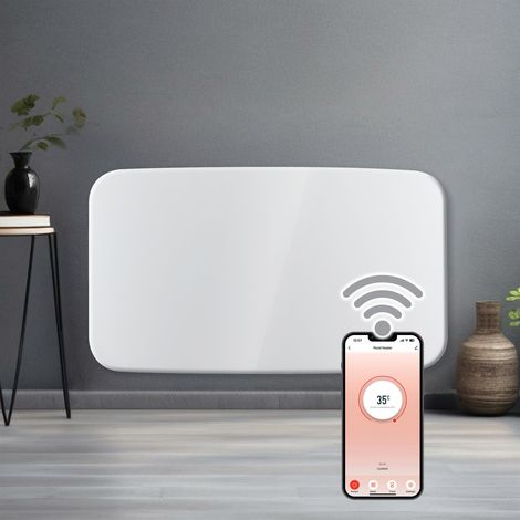 Futura 2000W WIFI Curved Designer Electric Radiator Panel Heater White Wall Mounted Timer and Thermostat (1/5)