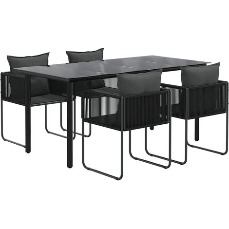 Vidaxl – Ensemble table et chaise de jardin 5 places – Résine tressée résistante aux intempéries – Cadre en acier robuste – Dessus en verre trempé (1/5)