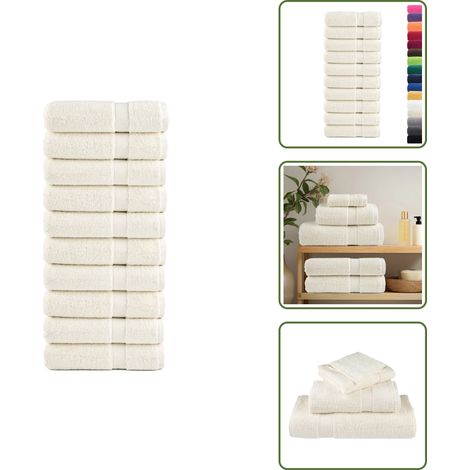 OEKO-TEX - vidaXL Premium-Duschtücher SOLUND 10 Stk. Cremeweiß 70x140 cm 600 g/m² - Schlaufe (1/5)
