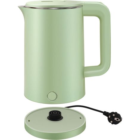 Bouilloire électrique, 2,3 litres, double paroi, ébullition silencieuse et paroi froide au toucher, chauffe rapide de 1300 W, intérieur en acier inoxydable, idéale pour la cuisine. (1/5)