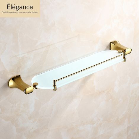 Étagère murale de salle de bain ovale BH502J en cuivre finition dorée support mural simple niveau 55 g – Livraison gratuite (1/5)