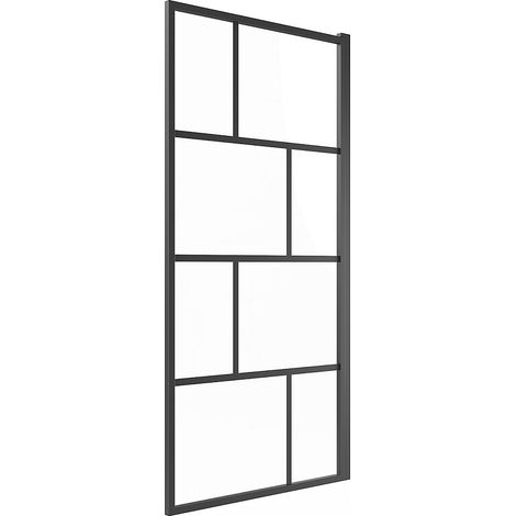 Parete per vasca da bagno girevole 70 x 140 cm Nero opaco Vetro Stile industriale - RIVANON (1/4)