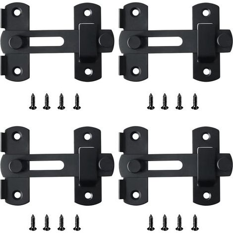 4 piezas, 180°, cerrojo, cerraduras para puertas correderas, cerradura de acero inoxidable, para puertas, armarios y cajones, 10070 mm, negro (1/5)