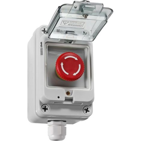 royaluxe -Interrupt à bouton-poussoir IP67, boîtier de commutation à bouton-poussoir étanche pour l'extéri, interrupt à bouton-poussoir d'arrêt d'urgence avec couvercle de protection, interrupt de f (1/5)
