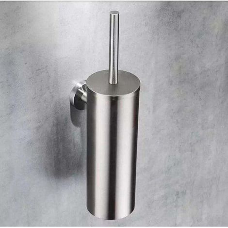 304 Stainless Steel Long Toilet Brush Holder Standing Bucket for Bathroom Decor (1/4)