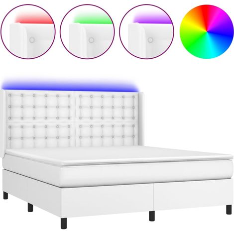 Maison Exclusive - Sommier à lattes de lit matelas LED Blanc 160x200 cm Similicuir