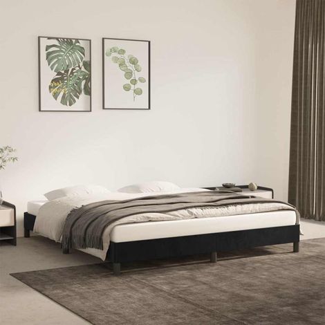 Cadre de lit sans matelas noir 160x200 cm velours (1/5)