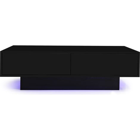 Schwarzer Hochglanz-Couchtisch 115 x 55 x 34 cm mit 2 Schubladen und LED-Beleuchtung (1/5)