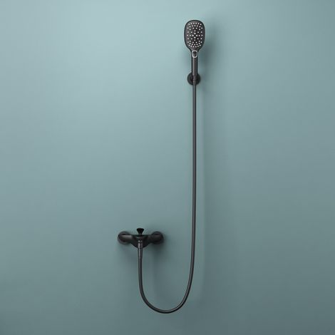 doporro® Sistema de ducha diseño en antracita set de ducha tipo chorro de agua para duchas de mano mezclador monomando para bañeras o duchas (1/5)