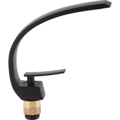 Robinet de Lavabo Noir à Design Courbe G1/2 pour Évier Sous Plan - Mélangeur Eau Froide/Chaude