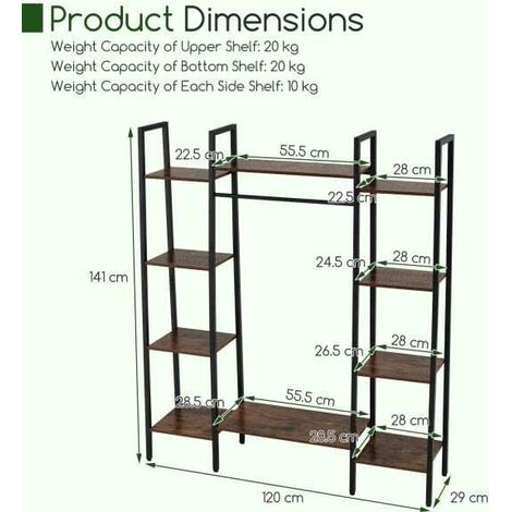 10 étagères support plantes avec éclairage LED, étagère fleurs métal, gain de place, 120x29,5x141 cm (1/5)