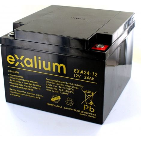 Batterie Plomb 12V 24Ah EXALIUM (166X175X125) M5 (EXA24-12)