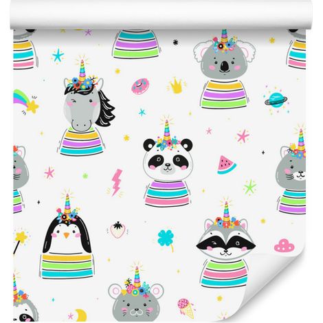 Papel pintado de animales coloridos para salón y dormitorio, 50x1000 cm. (1/5)