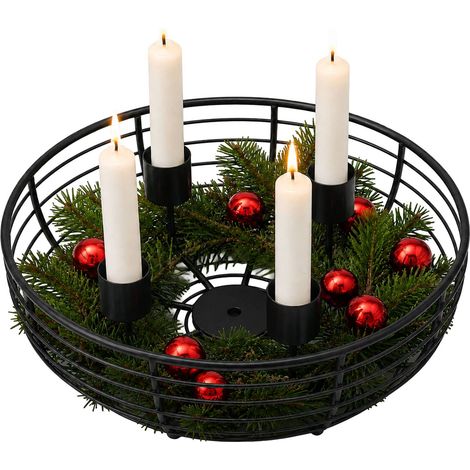 Black Metal Wire Advent Wreath Holder, 20.5 cm (1/5)