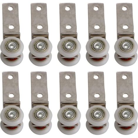 6,5 x 1,9 cm Coude de conduit en métal Roulement Bloc de poulie avec deux Plastique de roue pour porte coulissante fenêtre Cabinet (1/5)