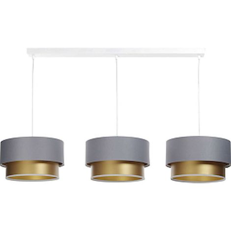 Suspension élégante satinée effet doré lumière chaleureuse - Gris satin avec intérieur doré (1/5)
