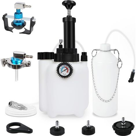 Appareil de purge frein 3L changement liquide Voiture Kit avec réservoir d'aspiration 1 litre 4 adaptateurs et adaptateur universel 3L-Manuel -