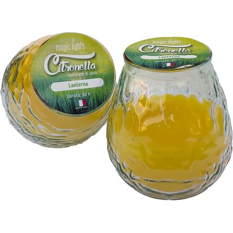 Candela in vetro alla citronella 9,5x10,5 cm Luci magiche