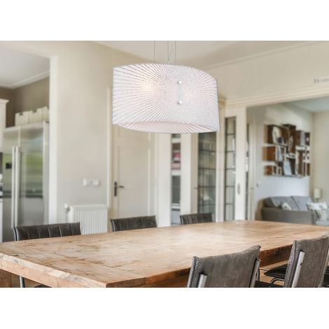 LED Pendelleuchte mit Glas Lampenschirm Weiß Oval, Breite 40cm (1/5)