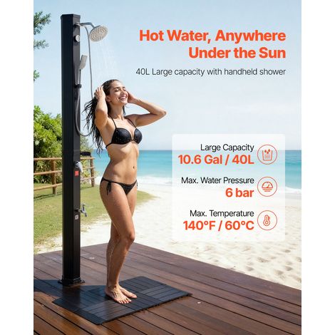 Douche Solaire 40 L Douche Extérieur Solaire Autoportante pour Jardin Piscine Plage, Hauteur Pommeau 2 m, avec Robinet Lavage des P… (1/5)