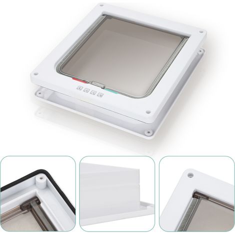 SWANEW Gatto Flap Dog Door Cat Flap 4 Posizioni con Tunnel Cache Cutout. Gatto Flap Dimensioni L 23.5x25x5.5cm (1/5)