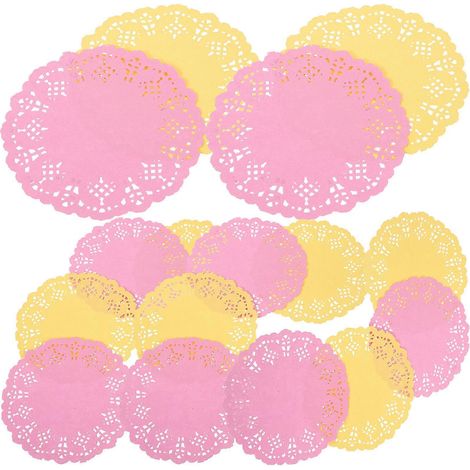 2 sachets de napperons en papier coloré, napperons décoratifs en papier à motif dentelle, sous-verres délicats en papier (1/5)