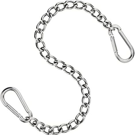 Chaine de Fauteuil Suspendu en Acier Inoxydable 304-66 cm - avec Deux mousquetons - Jusqu'à 250 kg - pour Sac de Sable - Rallonge de Fauteuil Suspendu et hamac (Acier Inoxydable 304) (1/5)