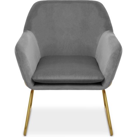 Interiors by Premier Grey Velvet Armchair with Gold Legs, Easy Care Velvet Chairs, Indoor Dining with Velvet Dinner Chair (1/5)