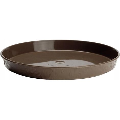 Sottovaso a forma di vaso di fiori effetto legno, 17 cm, marrone, rotondo (1/2)