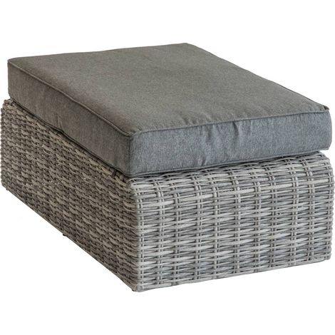 Pouf da giardino mooréa terre d ombre in alluminio trattato con polveri epossidiche e resina intrecciata - Hespéride (1/4)