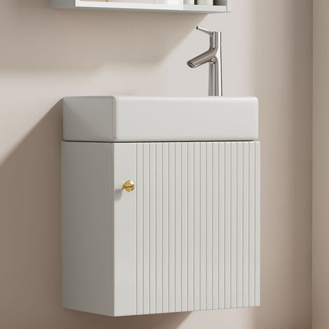 Ensemble de meubles de salle de bain-lavabo meuble vasque 46cm-suspendu-gain de place-petit invite-46x26x56cm -Sans Robinets (1/5)