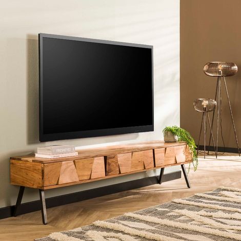 Meuble TV en bois d'acacia massif 180cm DINO (1/4)
