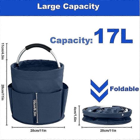 Boîte de rangement bleue compatible pour produits de nettoyage avec poignée (1/5)