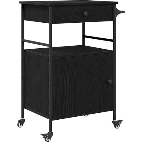 Maison Exclusive - Carrello da Cucina Rovere Nero 56 x 43 x 89,5 cm